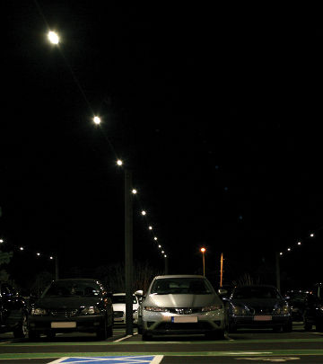 Wembley Red Car Park at night