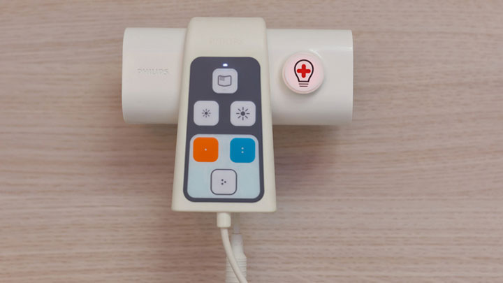 A control in the healwell patient room