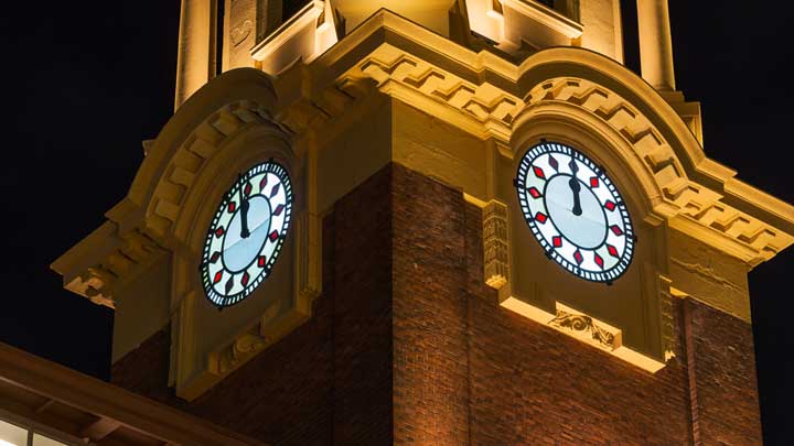 Ferry Building lighting Auckland New Zealand