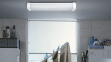 Ceiling light in a laundry room
